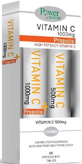 Power of Nature Vitamin C 1000mg Propolis, 20eff.tabs & Vitamin C 500mg, 20eff.tabs