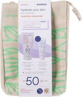 Korres Γιαούρτι Αντηλιακό Προσώπου Με Χρώμα SPF50 50ml, Αφρώδης Κρέμα Καθαρισμού 20ml & Serum Προσώπ