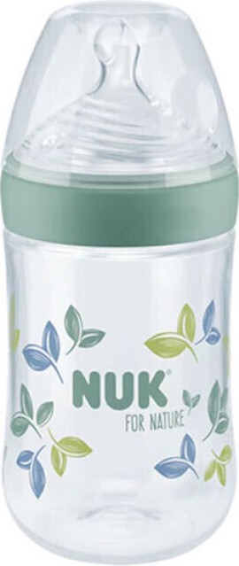 Nuk For Nature PP Μπιμπερό Θηλή Σιλικόνης Medium 6-18m Πράσινο Φύλλα (10742004) 260ml
