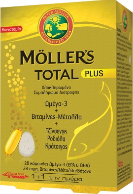Natures Plus Mollers Total Plus Συμπλήρωμα Διατροφής με Ωμέγα 3 Βιταμίνες Μέταλλα & Βότανα, 28 cap