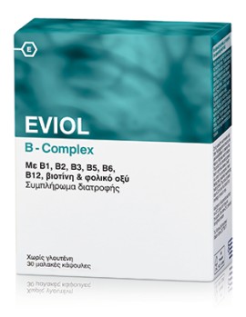 Eviol B-Complex-Συμπλήρωμα Διατροφής με σύμπλεγμα βιταμινών Β, βιοτίνη και φολικό οξύ, 30caps
