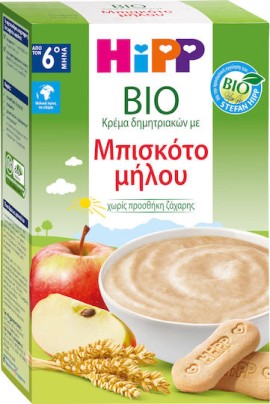 Hipp Bio Κρέμα Δημητριακών με Μπισκότου Μήλου από τον 6ο Μήνα, 250g