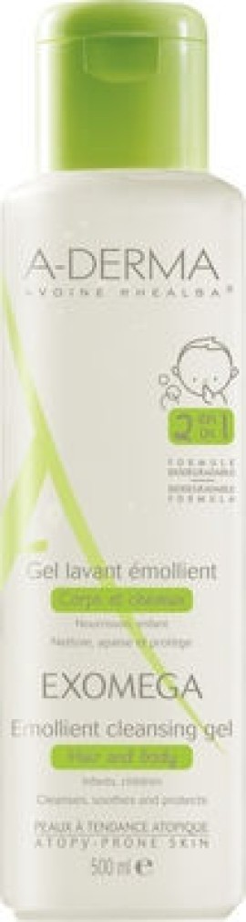 A-Derma Exomega Control Emollient Cleansing Gel 2 in 1 Βρεφικό Τζελ Καθαρισμού 500ml