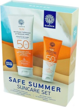 Garden Promo Safe Summer Sun Lotion for Face, Body Spf50 150ml & Sun Face Cream Spf50+ 50ml