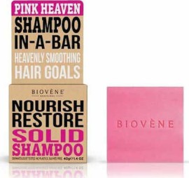 Biovene Solid Shampoo In-A-Bar Pink Heaven Nourish Restore, 40g