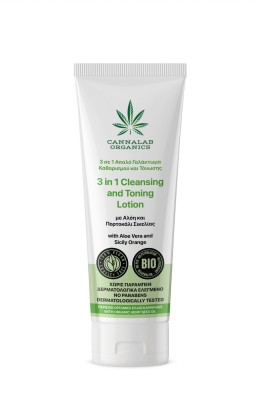 Cannalab Organics 3σε1 Γαλάκτωμα Καθαρισμού και Τόνωσης Αλόη και Πορτοκάλι Σικελίας, 125ml