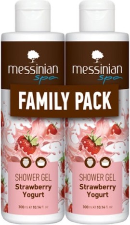 Messinian Spa Strawberry Yogurt Showergel 300ml Family Pack 1+1