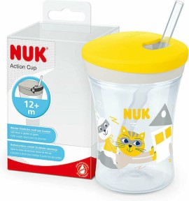 Nuk Παιδικό Ποτηράκι Action Cup από Πλαστικό Κίτρινο Μέλισσα 230ml για 12m+
