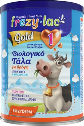 Frezyderm Frezylac Gold 1 Βιολογικό Αγελαδινό Γάλα Από Την Γέννηση Έως Και τον 6ο Μήνα, 400 g