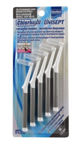 Intermed Chlorhexil Interdental Brushes Μεσοδόντια Βουρτσάκια Γκρι 1,2 mm , 5 τμχ