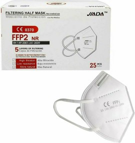 JADA FFP2 Μάσκα 5 Στρωμάτων Υψηλής Προστασίας PFE 95% Λευκή, 25τμ