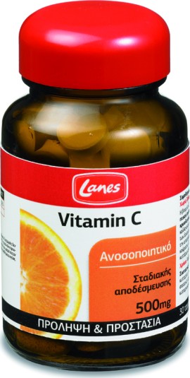 Lanes Βιταμίνη C 500 mg, 30 Ταμπλέτες Σταδιακής Αποδέσμευσης