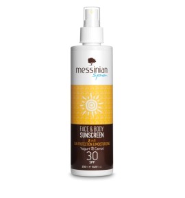 Messinian Spa Face & Body Sunscreen 2 in 1 Protecting & Moisturizing Yoghurt & Carrot SPF30 250ml
