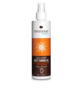 Messinian Spa Sunscreen Deep Tanning Oil Walnut & Carrot SPF 250ml