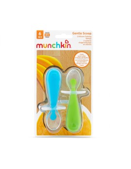 Munchkin Gentle Silicone Spoons, 2 τεμάχια Μπλέ-Πράσινο