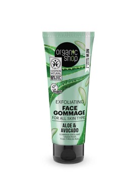 Natura Siberica Organic Shop Exfoliating Face Commage for All Skin Types Aloe & Avocado, 75ml