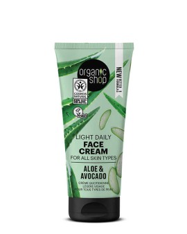 Natura Siberica Organic Shop Light Daily Face Cream for All Skin Types Aloe & Avocado, 50ml