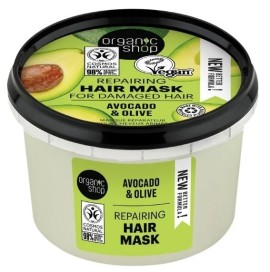 Natura Siberica Organic Shop Vegan Μάσκα μαλλιών για γρήγορη επανόρθωση με Βιολογικό Αβοκάντο & Μέλι