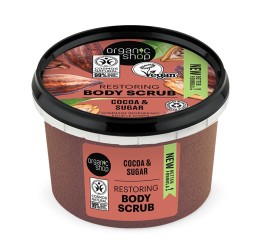 Natura Siberica Organic Shop Vegan Restoring Body Scrub Cocoa & Sugar, 250ml