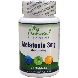 Natural Vitamins Melatonin 3 mg, 50 Μασώμενες Ταμπλέτες