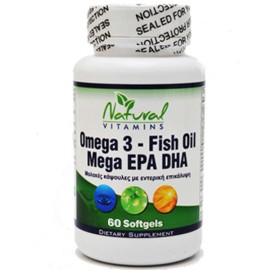 Natural Vitamins Omega 3-Fish Oil 1000mg-700mg Epa-Dha 60 Softgels