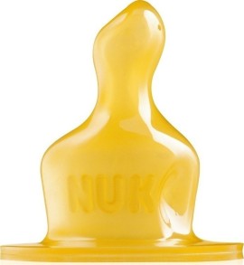 Nuk Classic Θηλή Latex με Βαλβίδα για Γάλα - 6 Μηνών & Άνω Μεσαία Οπή (10.713.121)