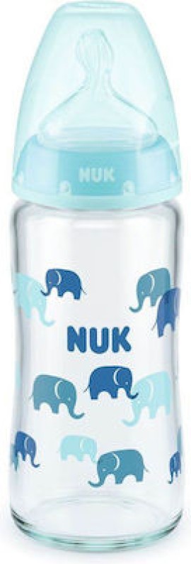 Nuk Γυάλινο Μπιμπερό First Choice Plus Temperature Control Κατά των Κολικών με Θηλή Σιλικόνης 240ml 