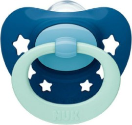 Nuk Ορθοδοντική Πιπίλα με Θήκη Signature Αστεράκια Σιλικόνης Μπλε 6-18 μηνών