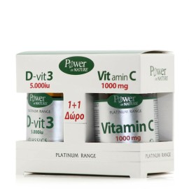 Power Of Nature Classics Platinum Range Vitamin D-Vit3 5000iu 60 ταμπλέτες & Vitamin C 1000mg 20 ταμ