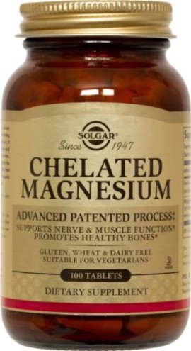 Solgar Chelated Magnesium 100mg Προμηθεύει Υψηλής Ισχύος Χηλικό Μαγνήσιο 100 Tablets