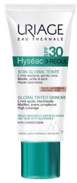 Uriage Hyseac 3-Regul Global Tinted Skin Care SPF30 Κρέμα Προσώπου Κατά των Ατελειών,με Χρώμα 40ml