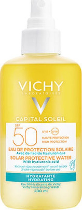 Vichy Capital Soleil Protective Water Hydrating SPF50 Αντηλιακό Νερό Υψηλής Προστασίας με Υαλουρονικ
