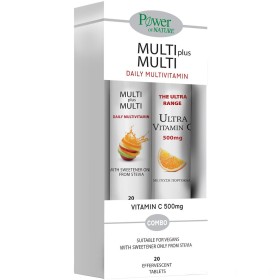 Power Of Nature Multi + Multi με Στέβια, 24 Αναβράζοντα Δισκία & Vitamin C 500mg Πορτοκάλι, 20 Αναβρ