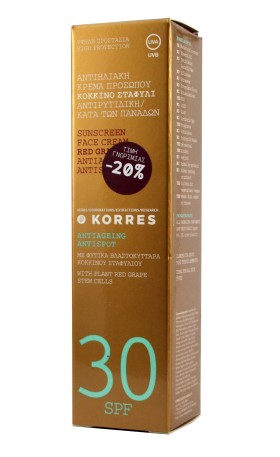 Korres Αντηλιακή Κρέμα Προσώπου SPF30 Κόκκινο Σταφύλι, 50ml