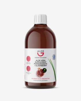 Genomed Aloe G 100% Φυσικός Χυμός Κρητικής Αλόης πόσιμο τζελ με ρόδι, 1000ml