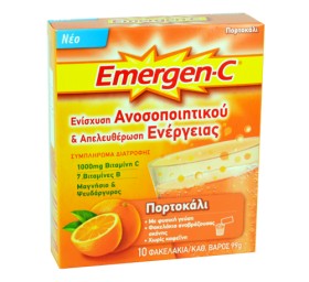 Emergen-C Vitamin C 1000 mg με Γέυση Πορτοκάλι για την Ενίσχυση του Ανοσοποιητιού, 10 φακελάκια