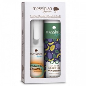 Messinian Spa Set Pistachio Caramel Body Mist 90ml & Plum Blossom Shower Gel 300ml