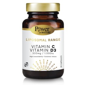 Power Of Nature Liposomal Range Vitamin C 300mg & Vitamin D3 1000iu 30 κάψουλες