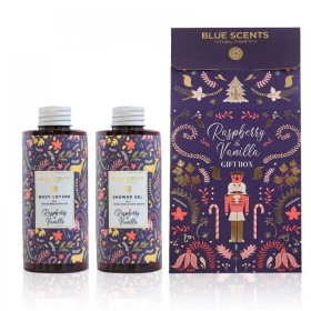 Blue Scents Raspery & Vanilla Christmas Gift Box Raspberry & Vanilla Shower Gel 300ml + Body Lotion 