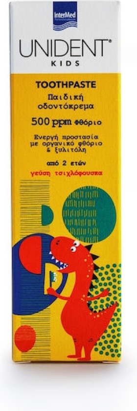 Intermed Unident Kids Toothpaste 500ppm Fluoride Από 2 Ετών με Γεύση Τσιχλόφουσκα 50ml
