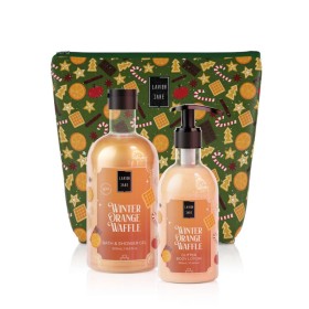 Lavish Care Promo Xmas Special Bag Winter Orange Waffle Bag Set Shower Gel 500ml & Body Cream 300ml