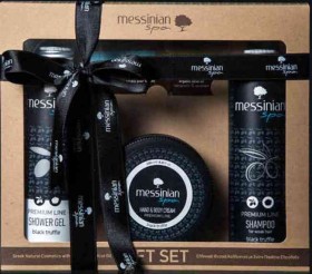 Messinian Spa Premium Gift Set Μαύρη Τρούφα Αφρόλουτρο 300ml+Σαμπουάν 300ml+Kρέμα Χεριών & Σώματος 2