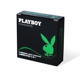 PLAYBOY PREMIUM LATEX CONDOMS LUBRICATED 3 ΙΝ 1 ΜΕ ΡΑΒΔΩΣΕΙΣ & ΚΟΥΚΚΙΔΕΣ 3 ΤMX.